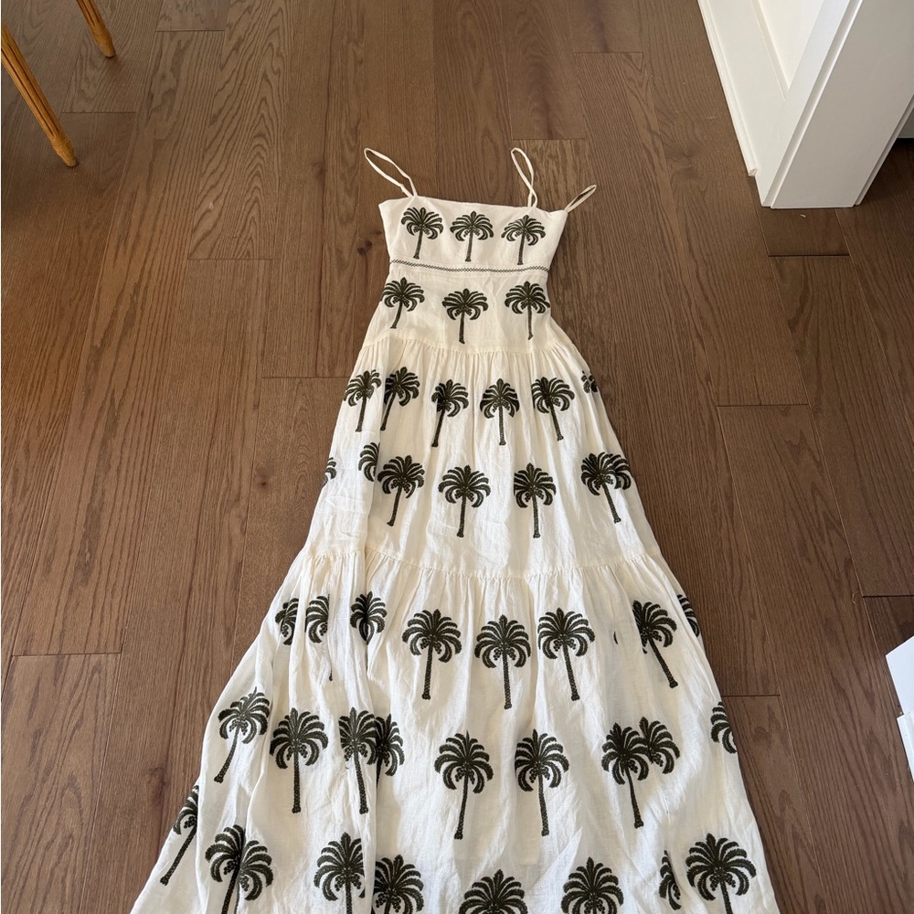 Agua Bendita Cream and Brown Palm Dress - Picture 3 of 6